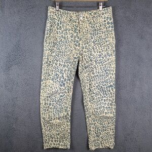 Pilcro The Wanderer Relaxed-Leg Jeans Leopard Print Women's Size 27 (30x27)